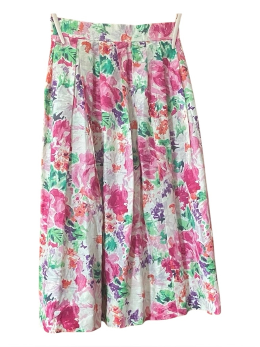 Brooks Brothers Vintage Silk Blend Watercolor Floral Pleated Midi Skirt 4